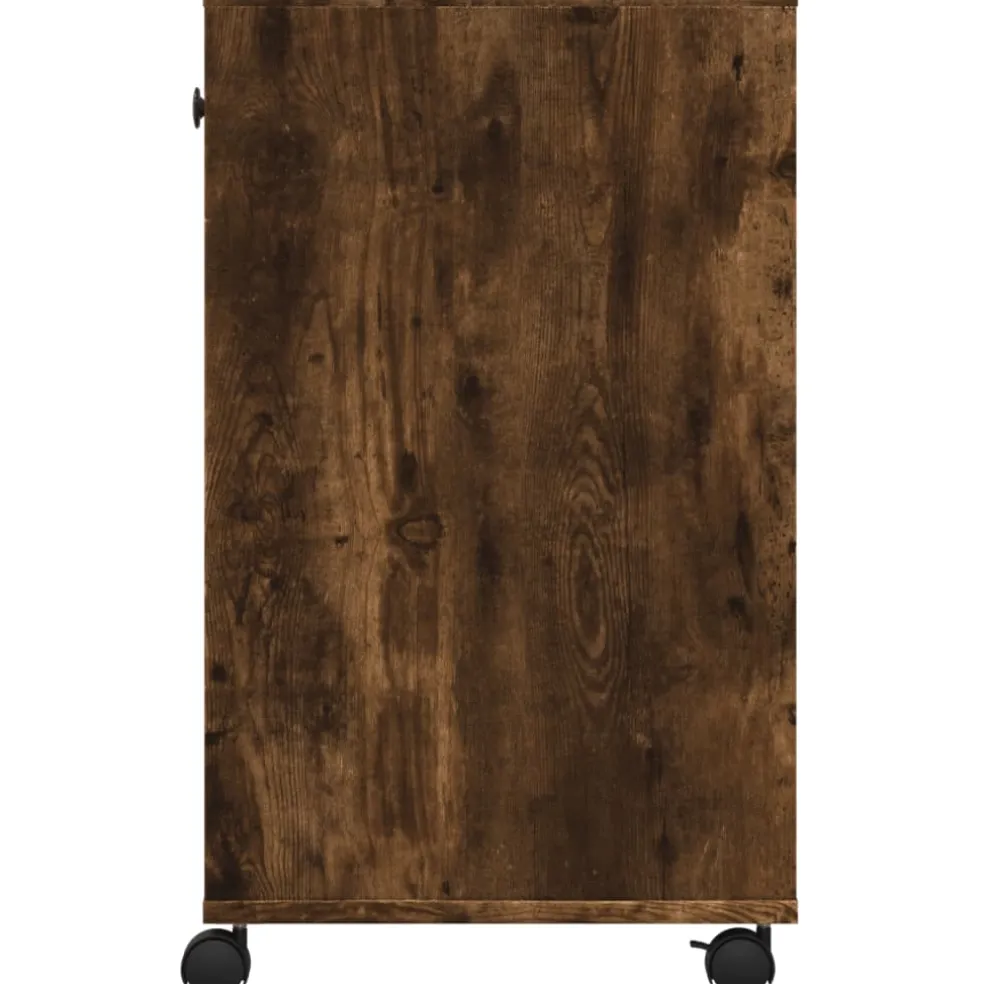 vidaXL Printerkastje met wielen 60x40x68,5 cm gerookt eikenkleurig