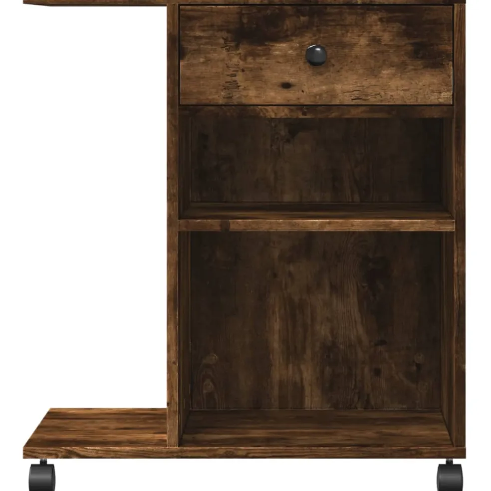 vidaXL Printerkastje met wielen 60x40x68,5 cm gerookt eikenkleurig