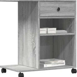 vidaXL Printerkastje met wielen 60x40x68,5 cm grijs sonoma eikenkleur