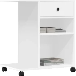 vidaXL Printerkastje met wielen 60x40x68,5 cm wit