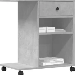 vidaXL Printerkastje met wielen 60x40x68,5 cm betongrijs