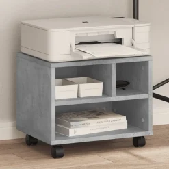 vidaXL Printerkastje met wielen 41x32x34,5 cm betongrijs