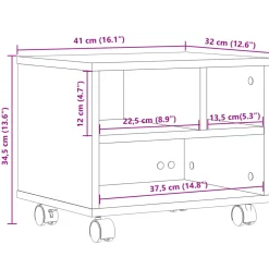 vidaXL Printerkastje met wielen 41x32x34,5 cm grijs sonoma eikenkleur