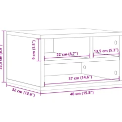 vidaXL Printerkastje 40x32x22,5 cm bewerkt hout gerookt eikenkleurig