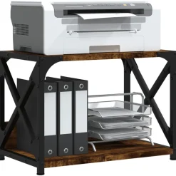 vidaXL Printerstandaard 44x26x31,5 cm bewerkt hout gerookt eikenkleur