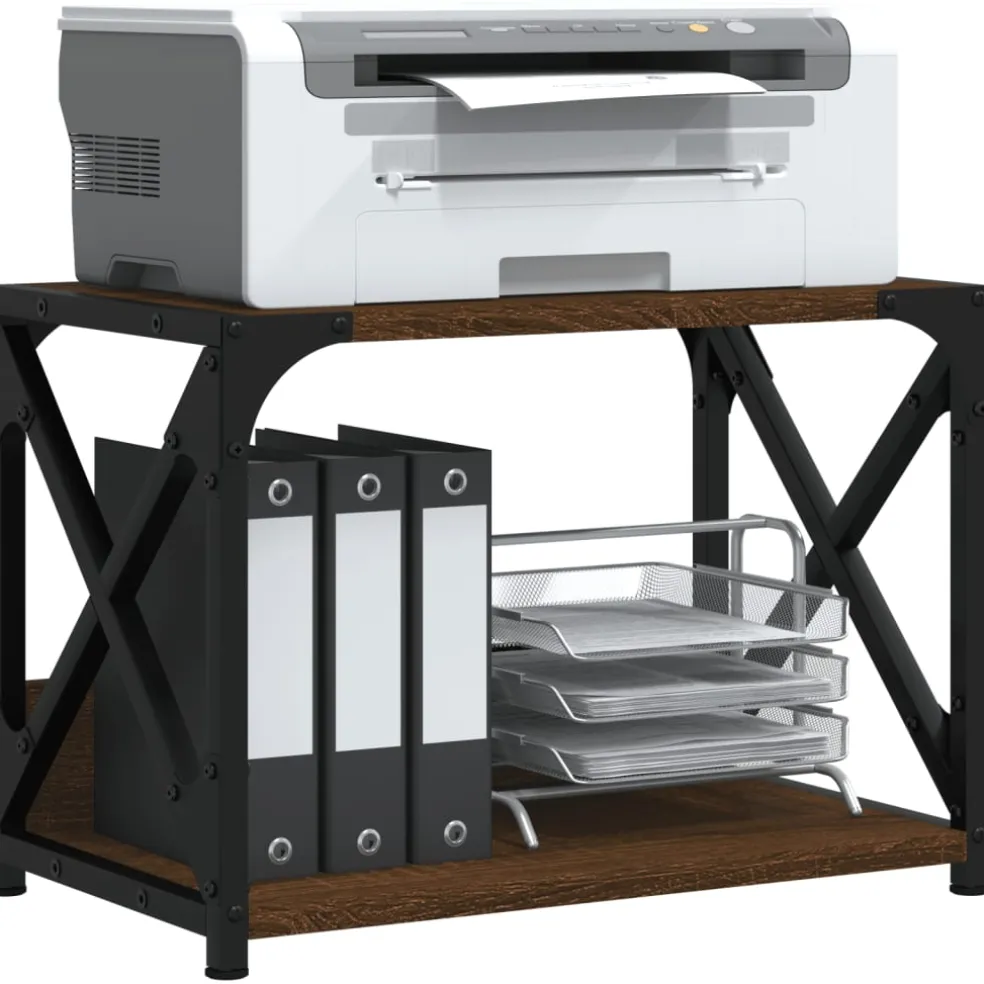 vidaXL Printerstandaard 44x26x31,5 cm bewerkt hout bruin eikenkleur
