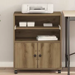vidaXL Printerstand Artisanaal eiken 60 x 48 x 74 cm Bewerkt hout