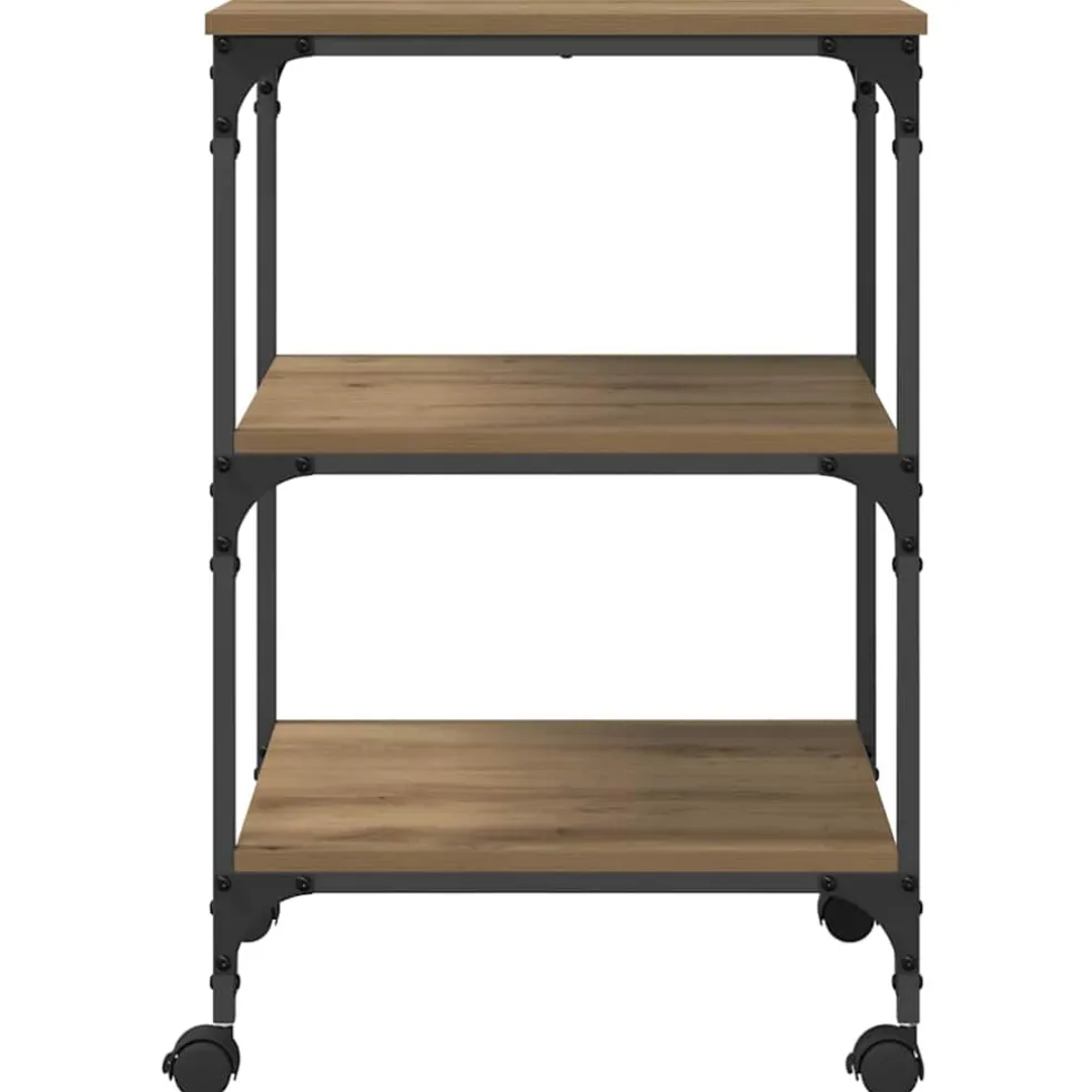 vidaXL Printerstand Artisanaal eiken 50 x 41 x 75 cm Bewerkt hout