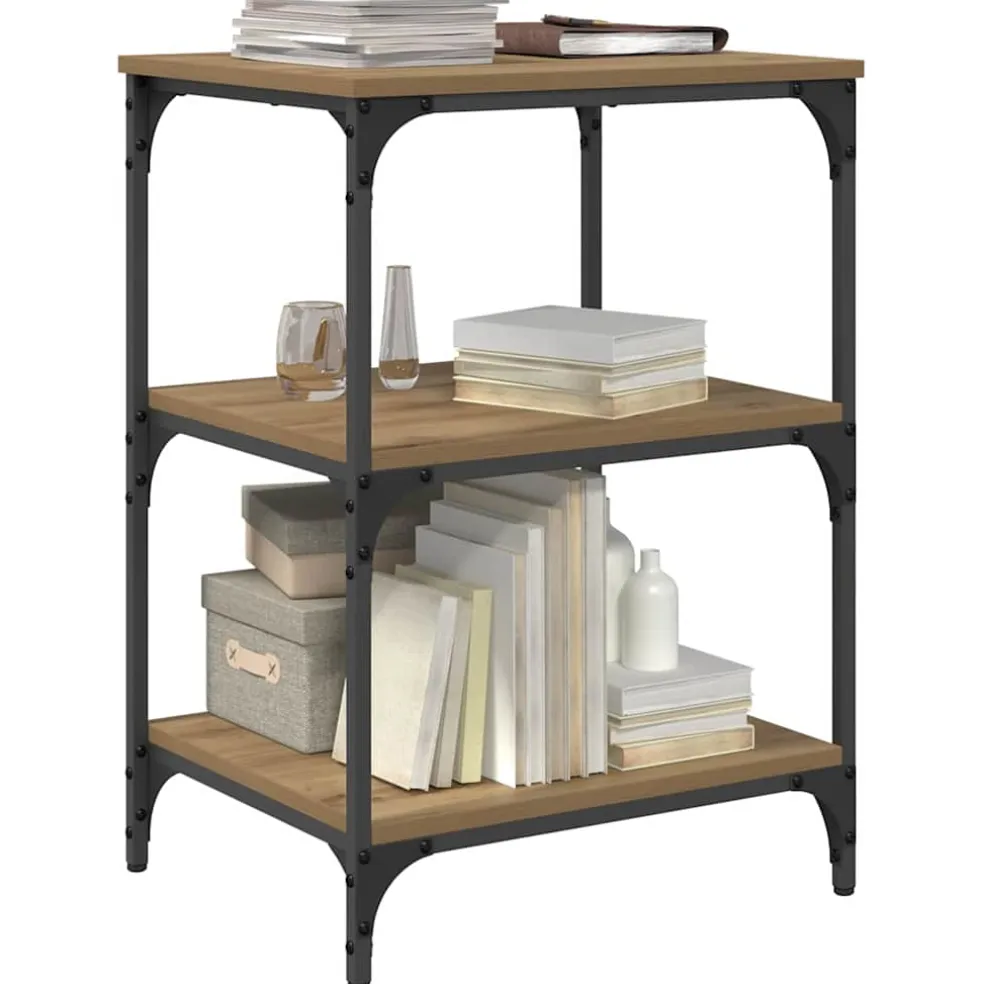 vidaXL Printerstand Artisanaal eiken 50 x 41 x 75 cm Bewerkt hout