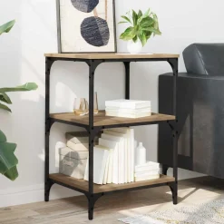 vidaXL Printerstand Artisanaal eiken 50 x 41 x 75 cm Bewerkt hout