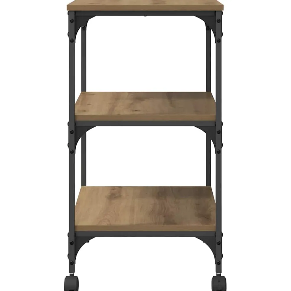vidaXL Printerstand Artisanaal eiken 50 x 41 x 75 cm Bewerkt hout