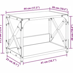 vidaXL Printerstand Artisan Eiken 44 x 26 x 31,5 cm Bewerkt hout