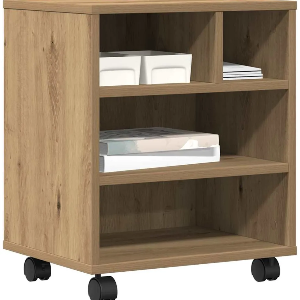 vidaXL Printerstand Artisanaal eiken 41 x 32 x 48 cm Bewerkt hout