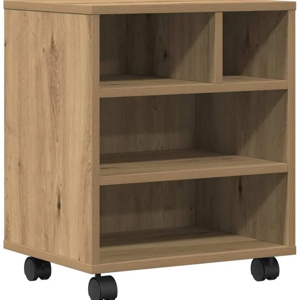 vidaXL Printerstand Artisanaal eiken 41 x 32 x 48 cm Bewerkt hout