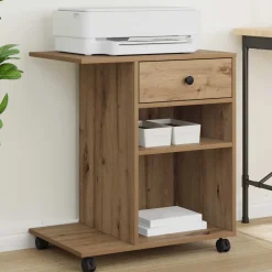vidaXL Printerstand Artisanaal eiken 60 x 40 x 68,5 cm Bewerkt hout