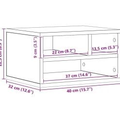 vidaXL Printerstand Oudhout 40 x 32 x 22,5 cm Bewerkt hout