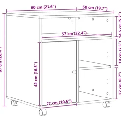 vidaXL Printerstand Oud hout 60 x 50 x 67 cm Bewerkt hout