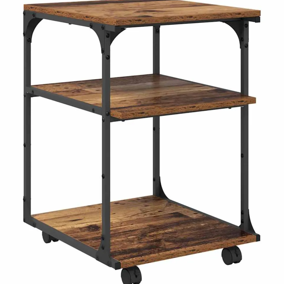 vidaXL Printerstand Oud Hout 43 x 48 x 64 cm Bewerkt hout