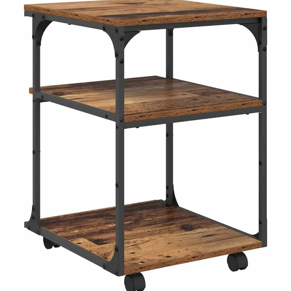 vidaXL Printerstand Oud Hout 43 x 48 x 64 cm Bewerkt hout