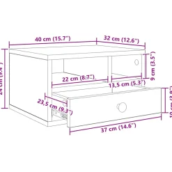 vidaXL Printerstand Oud Hout 40 x 32 x 24 cm Bewerkt hout