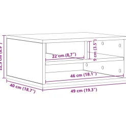 vidaXL Printerstand Zwart eiken 49 x 40 x 22,5 cm Bewerkt hout