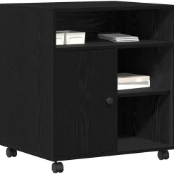 vidaXL Printerstand Zwart eiken 60 x 50 x 67 cm Bewerkt hout