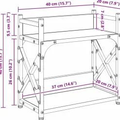 vidaXL Printerstand Zwart Eiken 40 x 20 x 40 cm Bewerkt hout