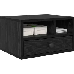 vidaXL Printerstand Zwart Eiken 40 x 32 x 24 cm Bewerkt hout
