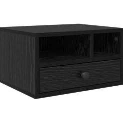 vidaXL Printerstand Zwart Eiken 40 x 32 x 24 cm Bewerkt hout