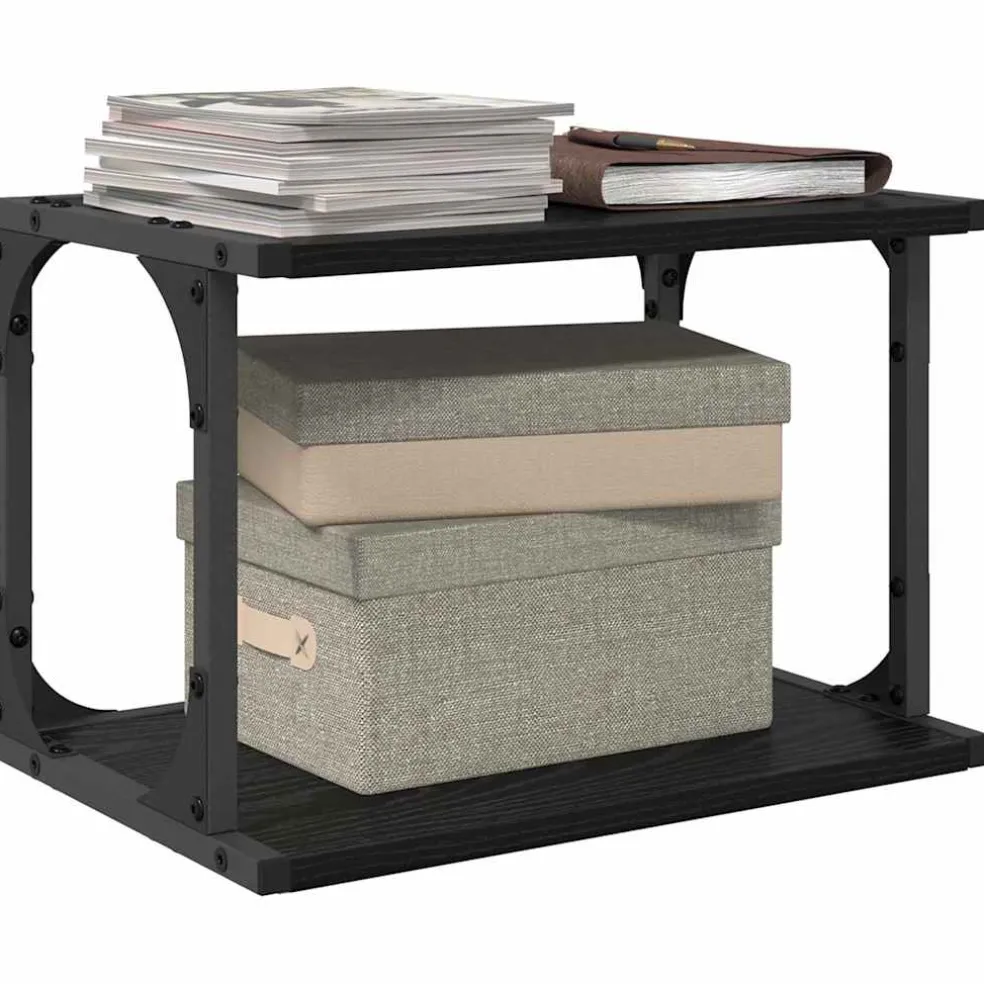 vidaXL Printerstand Zwart eiken 41 x 28 x 33,5 cm Bewerkt hout