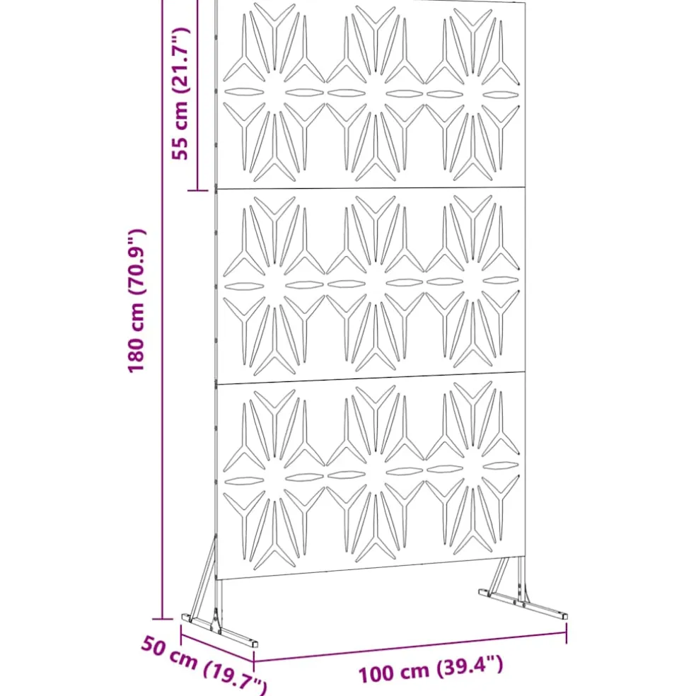 vidaXL Privacyscherm 100 x 50 x 180 cm Staal Wit