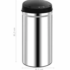vidaXL Prullenbak met automatische sensor 50 L roestvrij staal