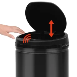 vidaXL Prullenbak met automatische sensor 50 L koolstofstaal zwart
