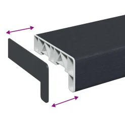 vidaXL Raamsokkel Antraciet met houten nerf 60 x 15 x 4,5 cm PVC