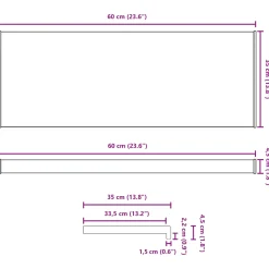 vidaXL Raamsokkel Antraciet met houten nerf 60 x 35 x 4,5 cm PVC