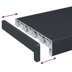 vidaXL Raamsokkel Antraciet met houten nerf 60 x 25 x 4,5 cm PVC