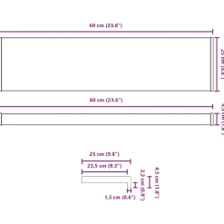 vidaXL Raamsokkel Antraciet met houten nerf 60 x 25 x 4,5 cm PVC