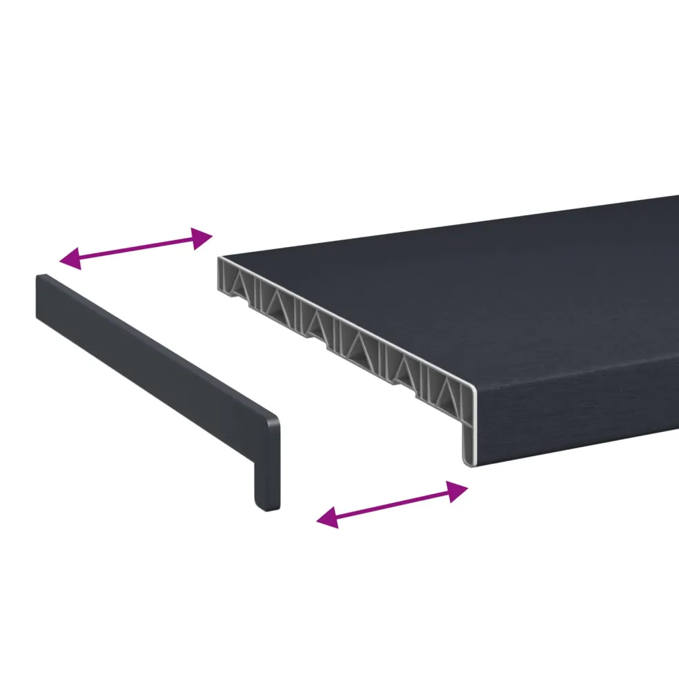 vidaXL Raamsokkel Antraciet met houten nerf 60 x 30 x 4,5 cm PVC