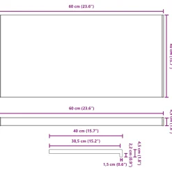 vidaXL Raamsokkel Wit 60 x 40 x 4,5 cm PVC