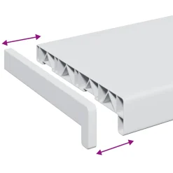 vidaXL Raamsokkel Wit 60 x 25 x 4,5 cm PVC