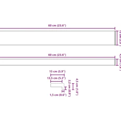 vidaXL Raamsokkel Wit 60 x 15 x 4,5 cm PVC