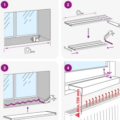 vidaXL Raamsokkel Wit 60 x 45 x 4,5 cm PVC