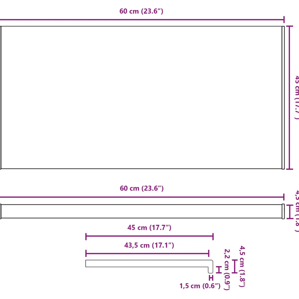 vidaXL Raamsokkel Wit 60 x 45 x 4,5 cm PVC
