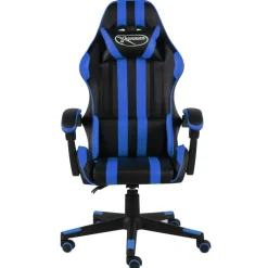 vidaXL Racestoel kunstleer zwart en blauw