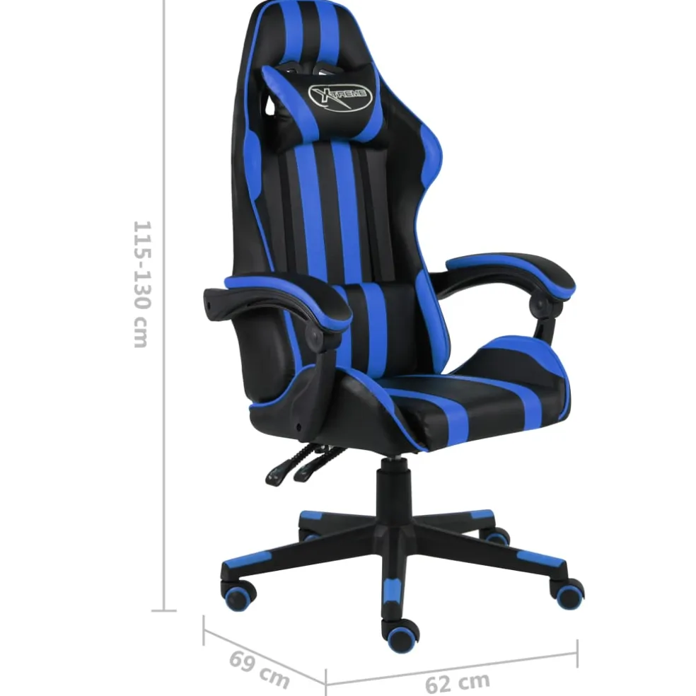 vidaXL Racestoel kunstleer zwart en blauw