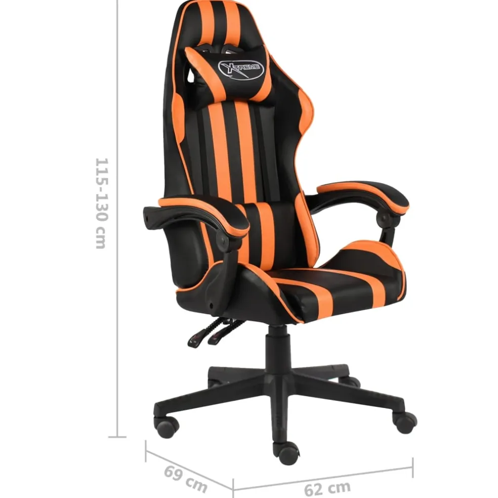 vidaXL Racestoel kunstleer zwart en oranje
