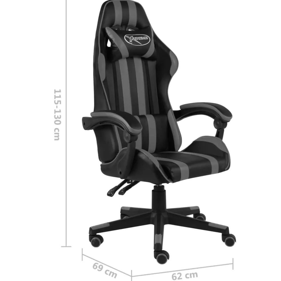 vidaXL Racestoel kunstleer zwart en grijs