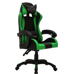 vidaXL Racestoel met RGB LED-verlichting kunstleer groen en zwart