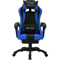 vidaXL Racestoel met RGB LED-verlichting kunstleer blauw en zwart