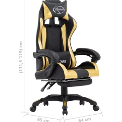 vidaXL Racestoel met voetensteun kunstleer blauw en zwart